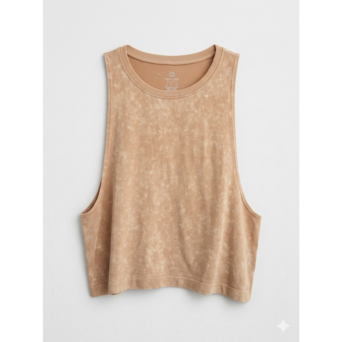 OFFLINE by Aerie Tan Acid Wash Muscle Tank Top Sleeveless Crop S Small