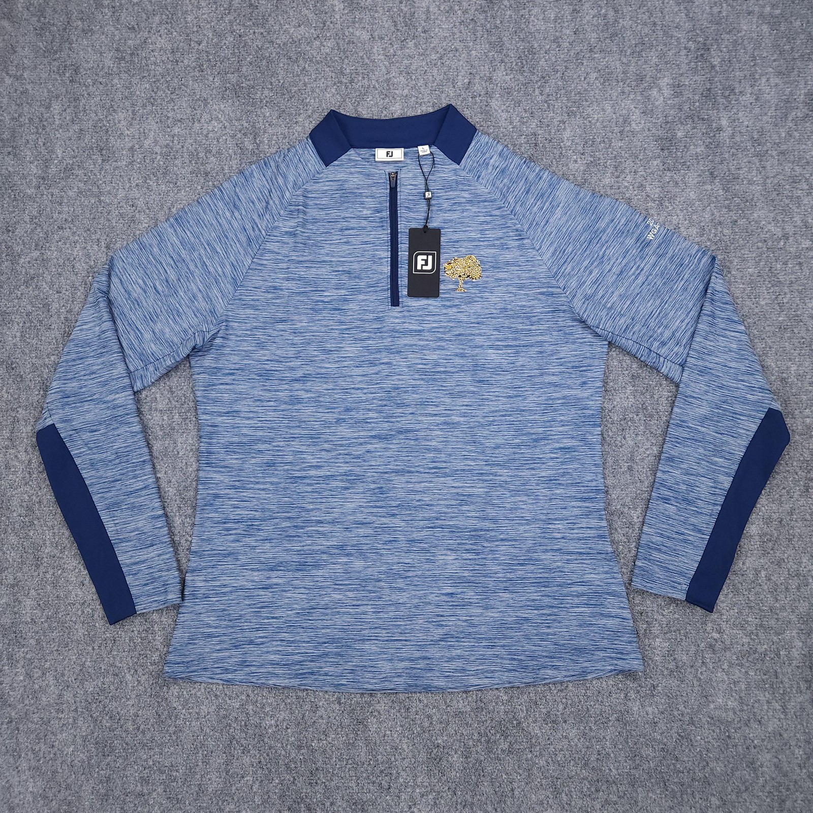 FootJoy Pullover Women Large Blue Space Dye 1/4 Zip Golf WGA Jungle 2025 Stretch