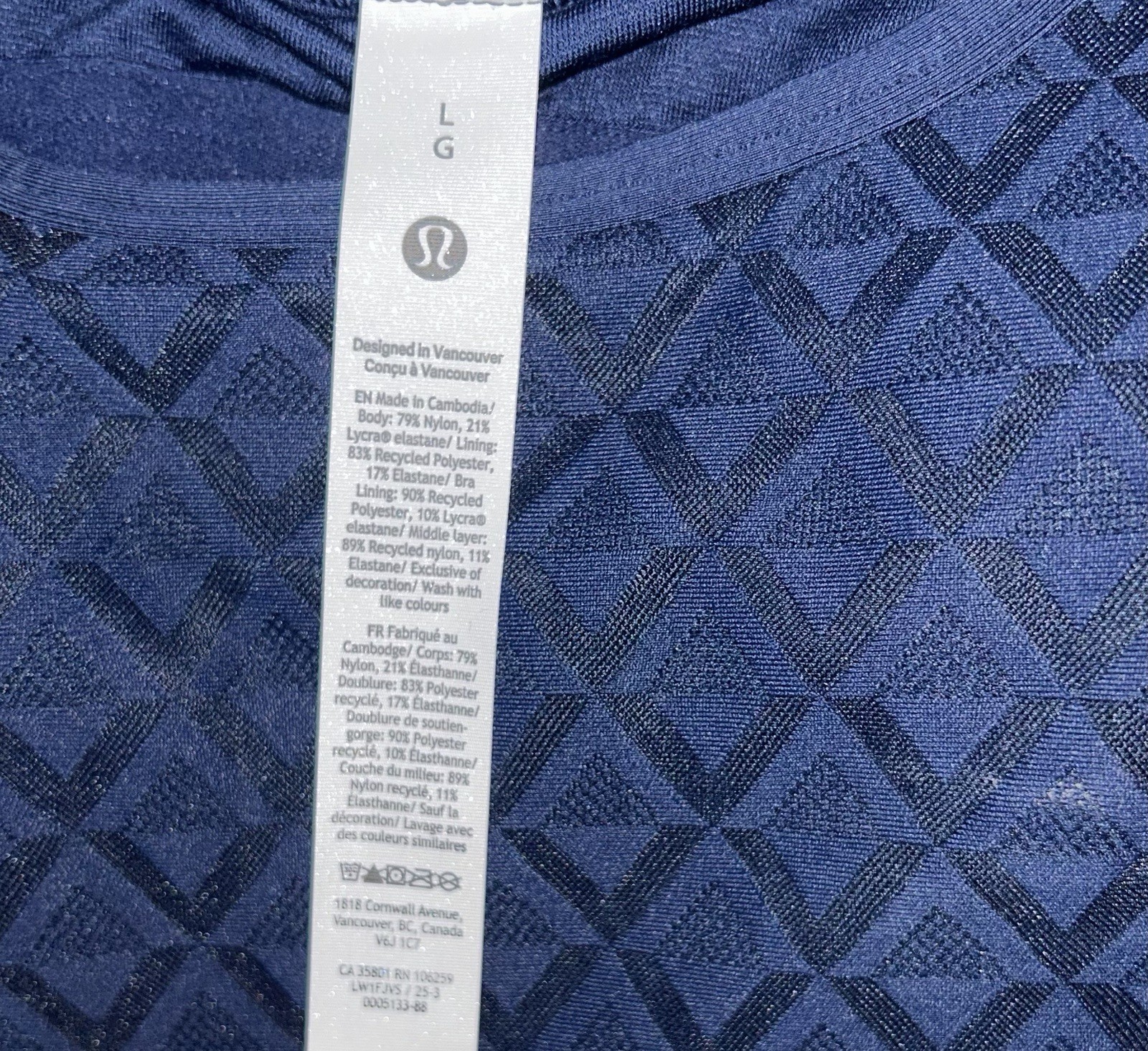 NWT🏓LULULEMON🏓LARGE🏓TEXTURED MESH TENNIS TANK🏓CROPPED🏓CLUB BLUE🏓
