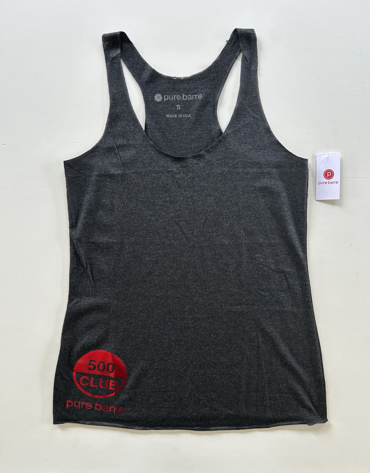 Pure Barre 500 Club Racerback Tank Top Women’s Size Small Dark Gray NEW NWT