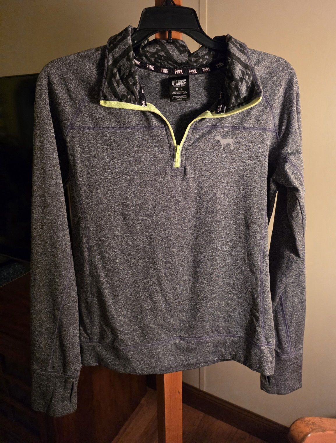 PINK Victoria’s Secret Gray Heathered 1/4 Zip Mock Neck Pullover M