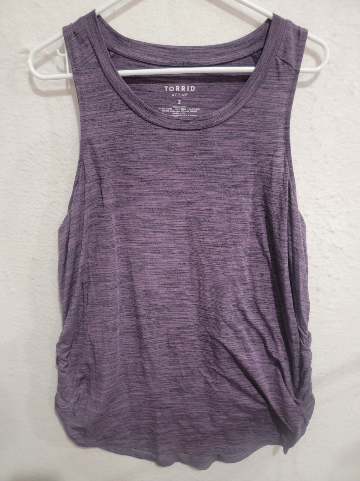Torrid Active Purple Space Dye Ruched Side Performance Tank Top Size 2
