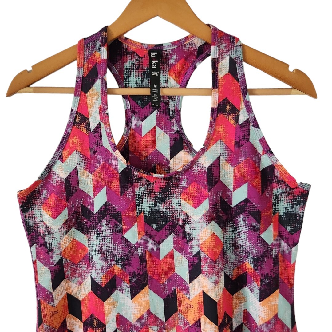 Lukka Multicolor Bright Racerback Athletic Tank Top Size Medium