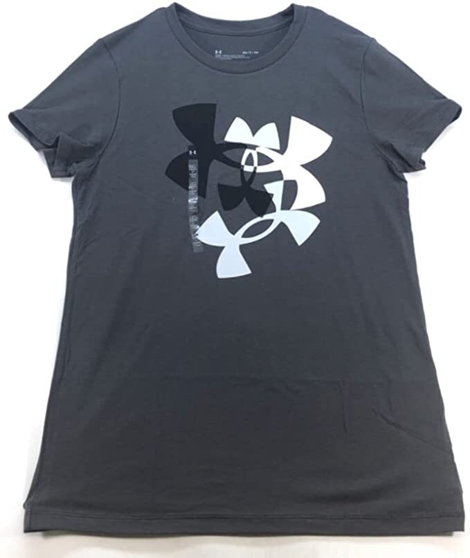 NWT Under Armour Womens Logo Tee Loose Fit Charcoal T-Shirt Size S UA179