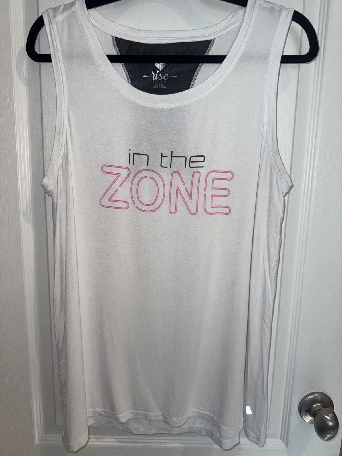 WOMENS ATHLETIC GYM TANK TOP TUNIC-LULAROE RISE-WHITE-SIZE LARGE