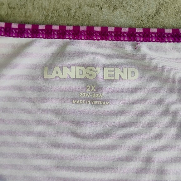 Land’s End Pink Striped Top Sweat Wicking Women Plus 2X Outdoors Workout Walking