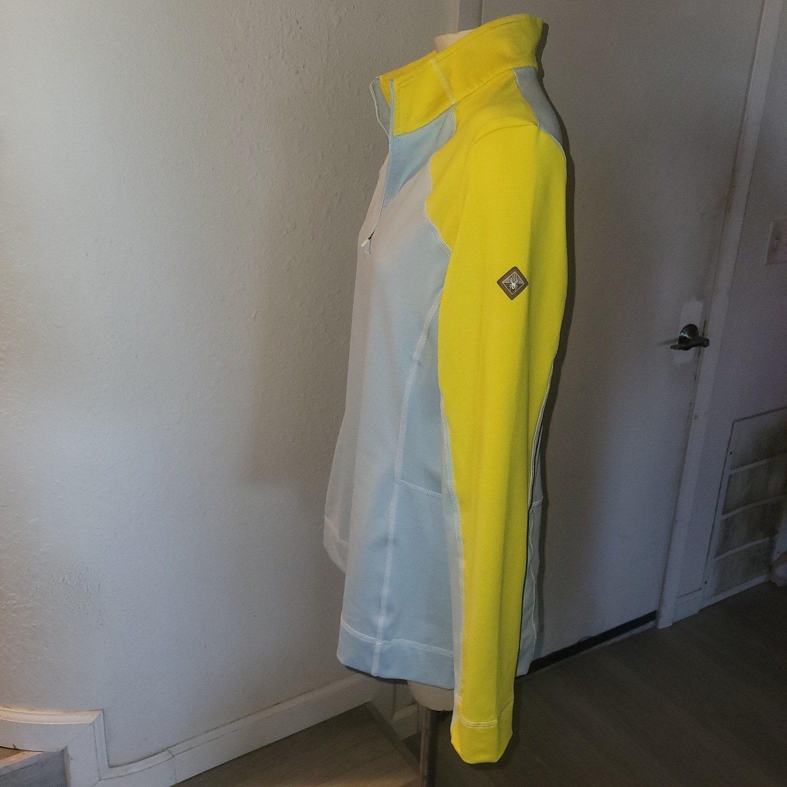 Spyder 1/4 Zip Pullover Long Sleeve Athletic Top Light Blue Yellow L luxury fall