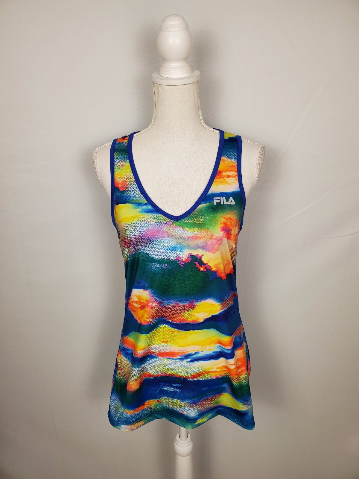 Fila Bright Colorful Patterned Racerback Activewear Tank Top Women’s Small?.