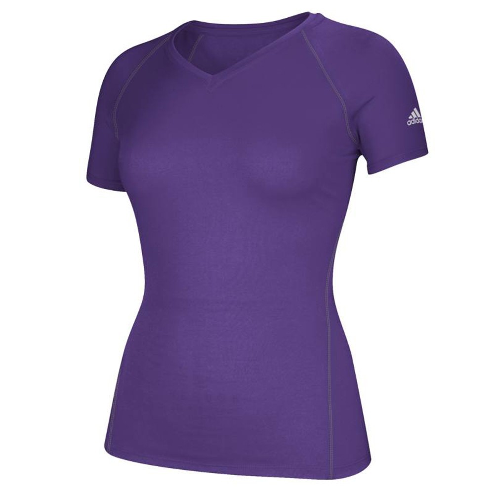 Adidas Women’s (Purple) V-Neck Blank Climalite Performance T-Shirt