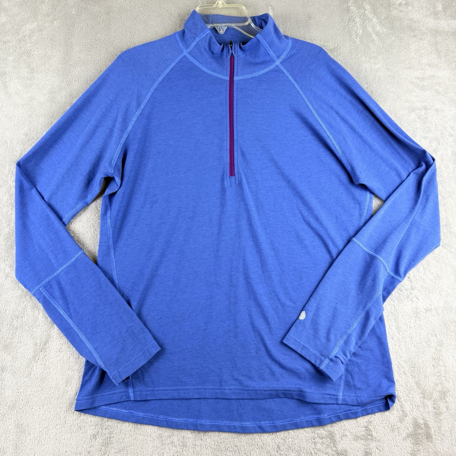 Stio 1/4 Zip Pullover Womens XL Blue Stretch Thumbholes Outdoor Hiking Athletic