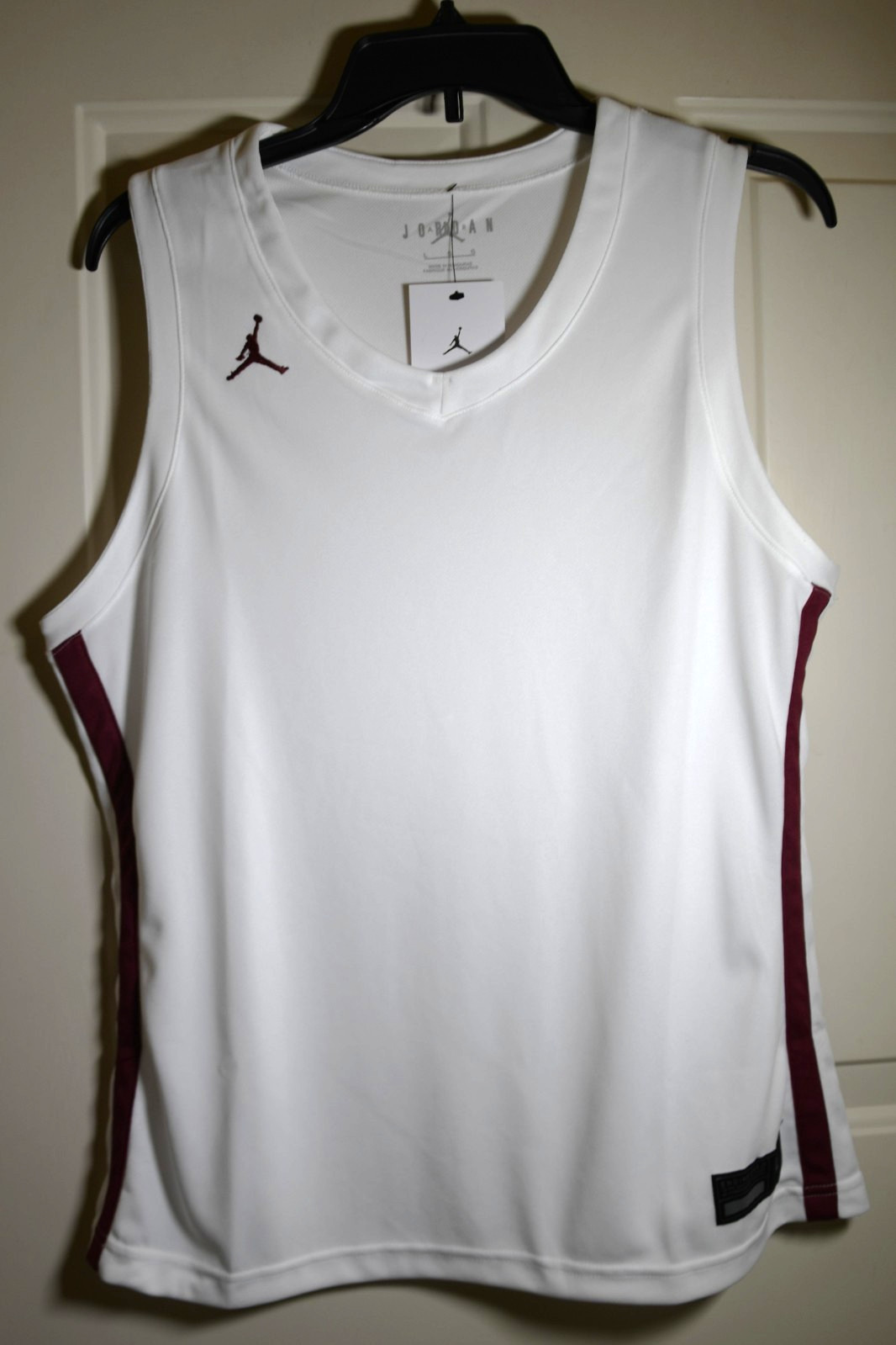 NWT Nike Jordan Stock Dri-FIT Overtime Women’s Large Jersey White Deep Maroon