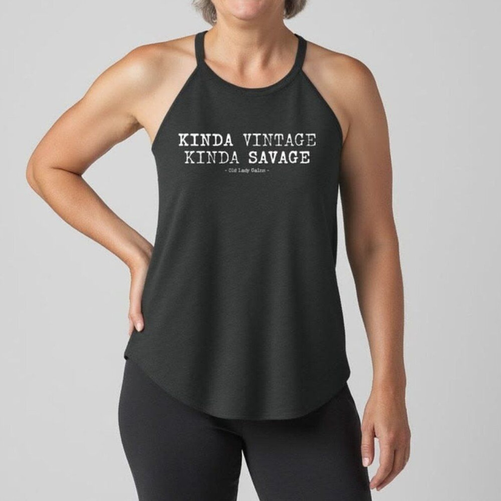 Lady Gains Kinda Vintage Kinda Savage Graphic Workout Tank Size Small