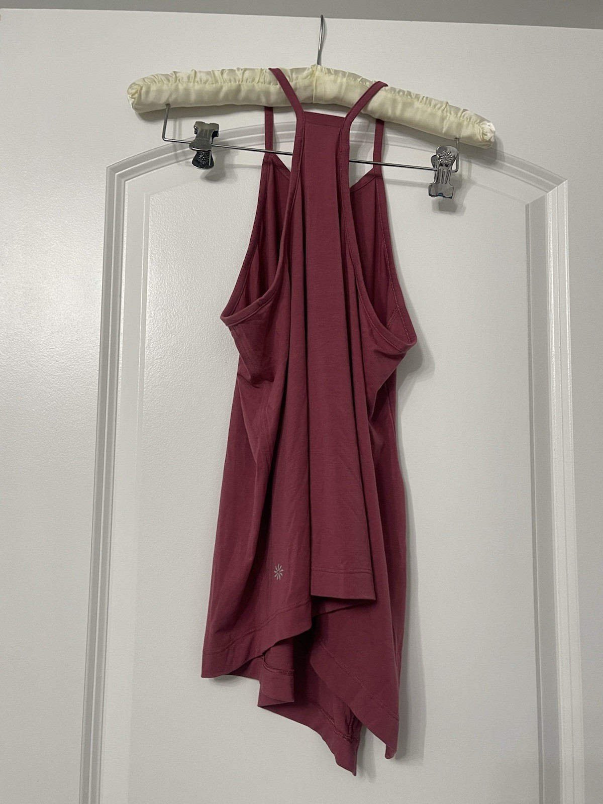 Athleta High Neck Asymmetrical Racerback Active Tank Top Mauve Berry XS