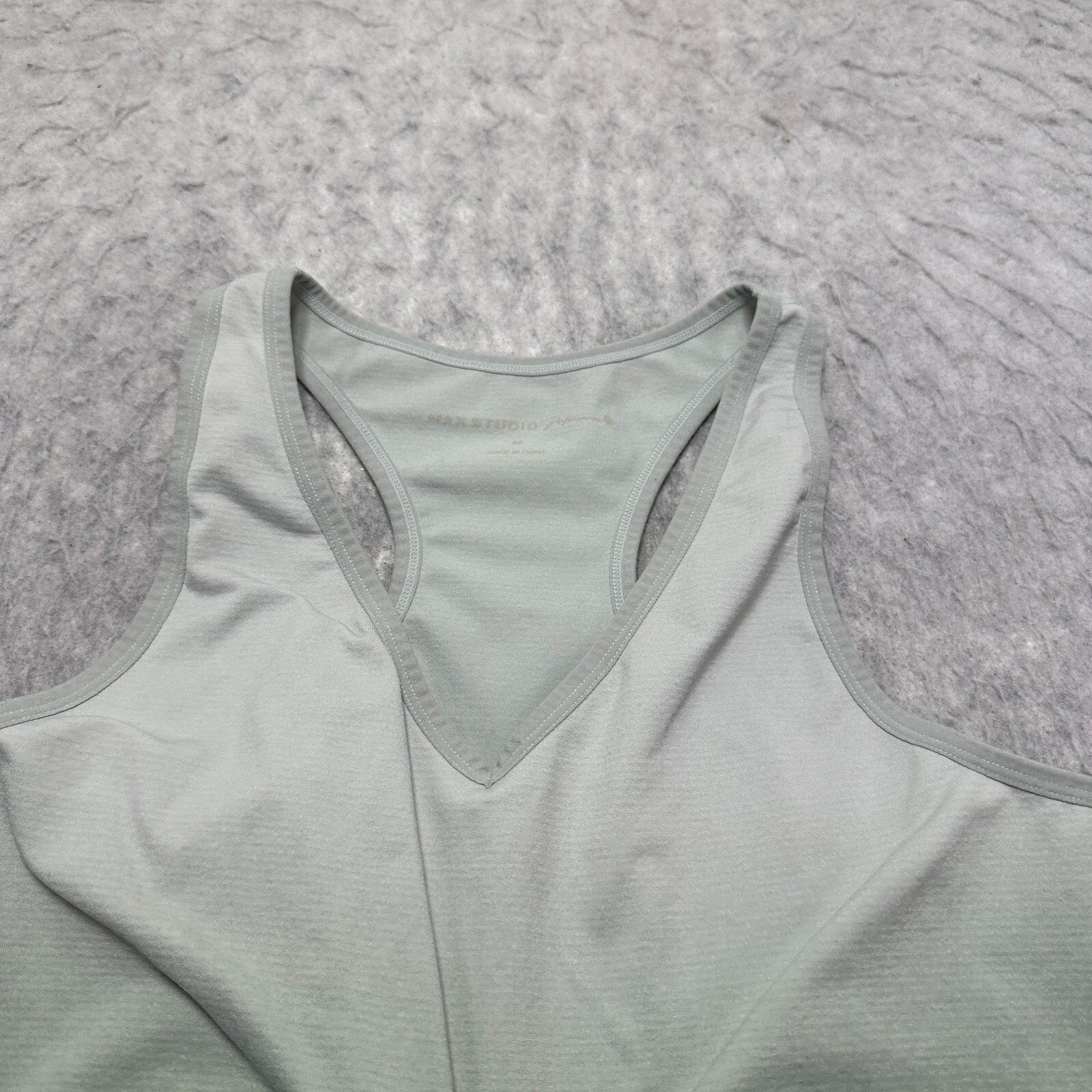 Max Studio Performance Workout Tank Top Green Scrunch Front Womens Size Medium M