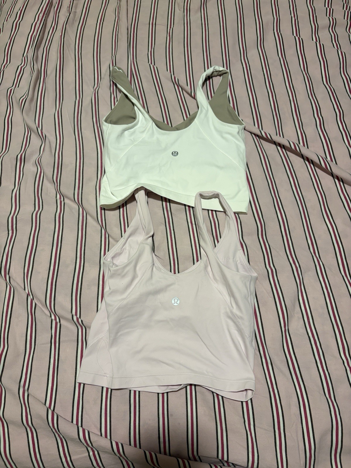 Lululemon Tank Tops – Lot of 2 Size 2 white and pink with shelf bra