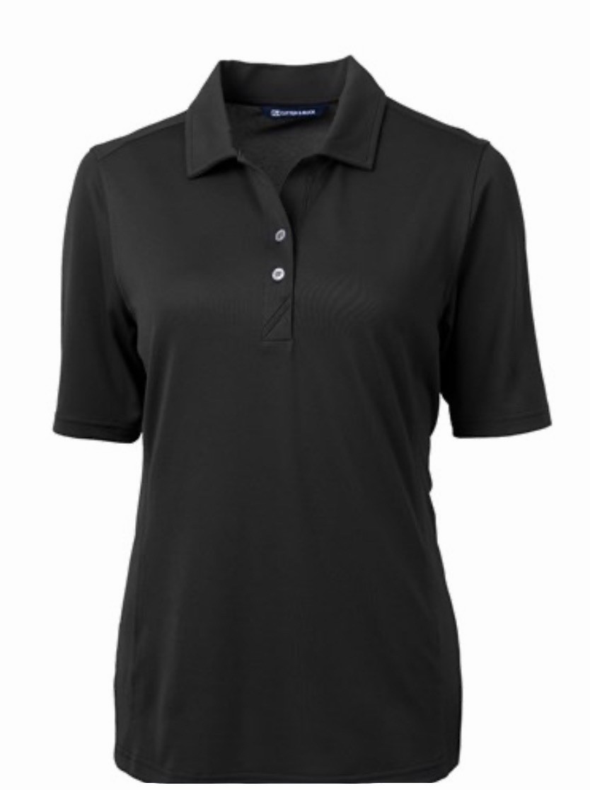Cutter & Buck Womens Virtue Eco Pique Recycled Polo BLACK New NWT LARGE LCK00127