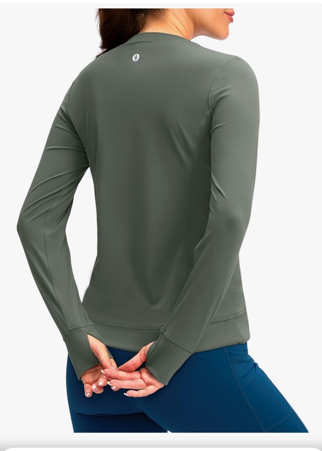Santiny Gray Long Sleeve Activewear Pullover T-Shirt Crew Neck Stretch Size M
