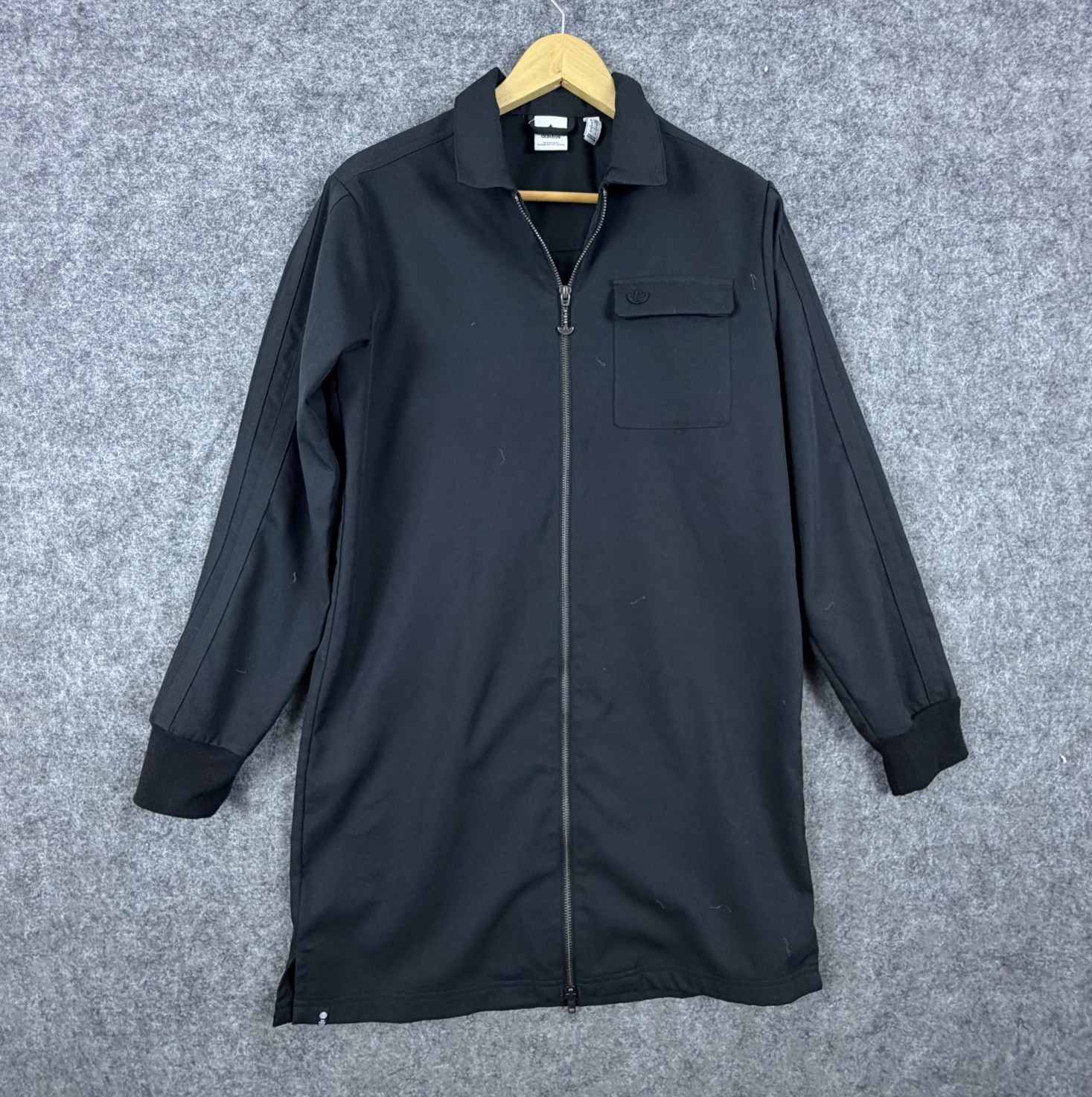 Adidas Adicolor Contempo Tailored Dress Shirt Womens Small Black Chest Pocket