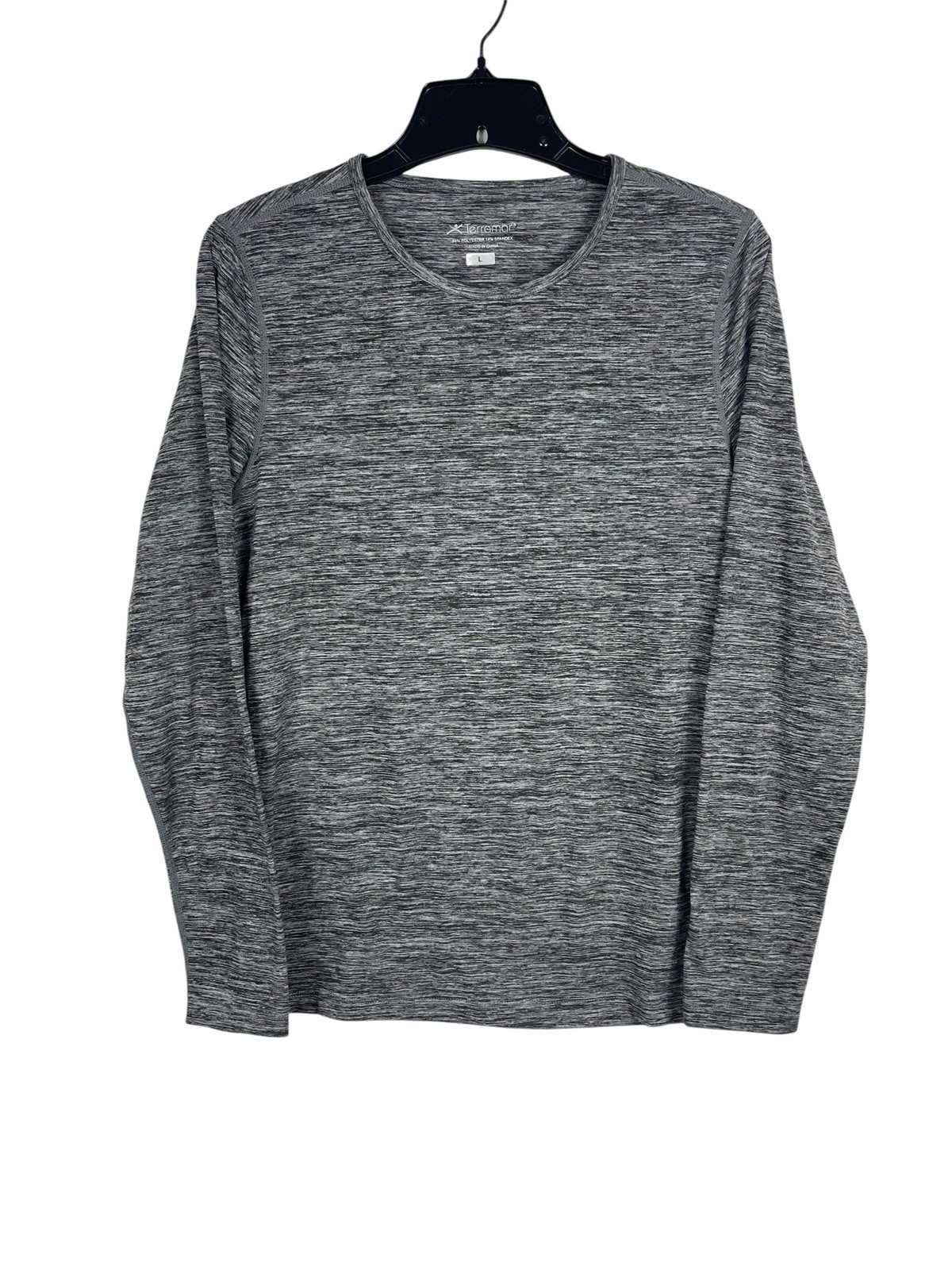 Terramar Base Layer L Gray Space Dye Athletic Long Sleeve Performance Shirt