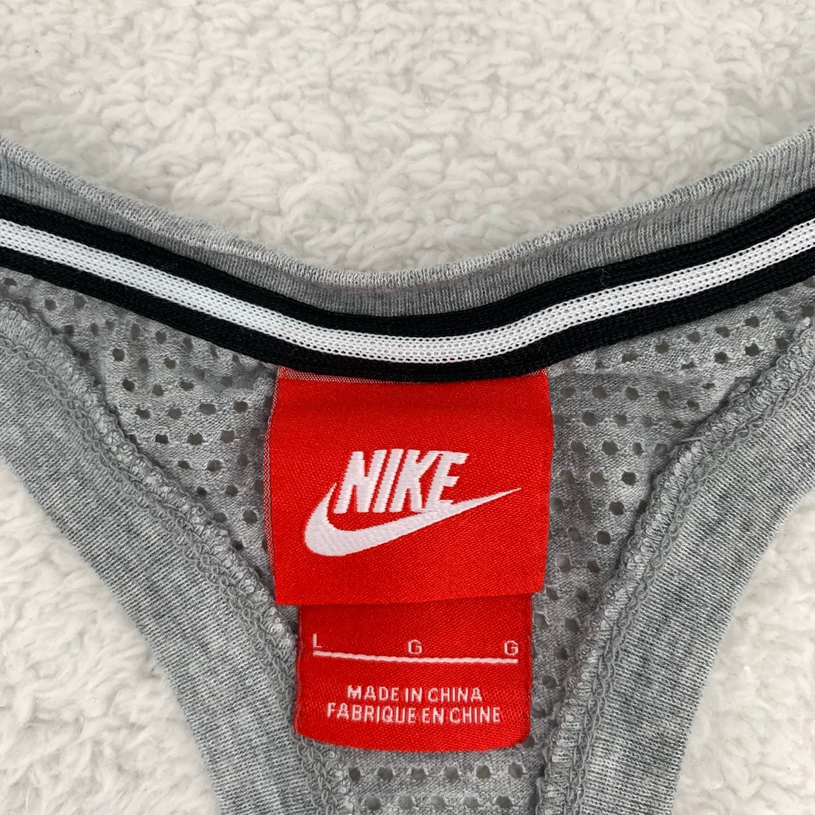 Nike Tank Top Womens Large Mesh Racerback Heather Grey Gym Workout Athleisure