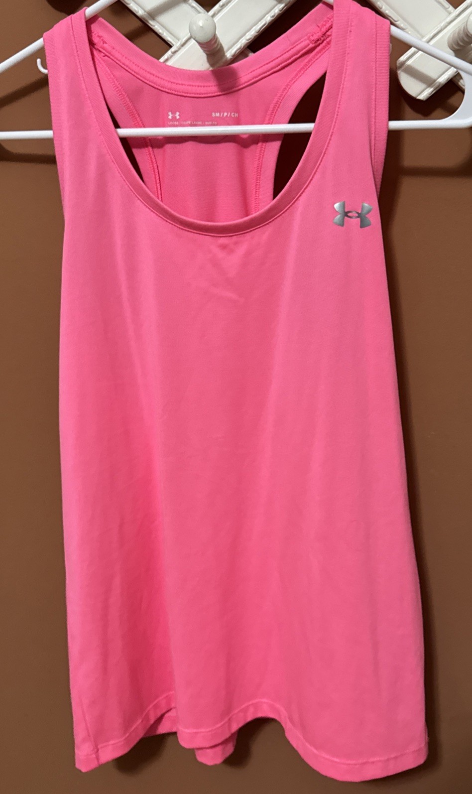 Under Armour Shirt Womens Adult Small Pink Tank Fitted Running Athletic Logo