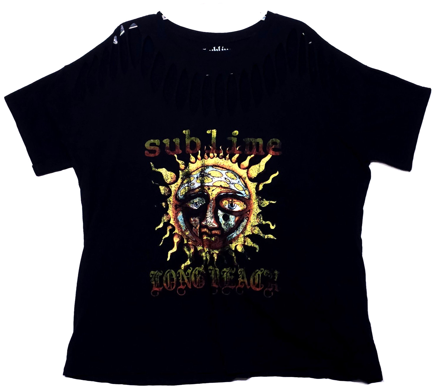 Torrid Sublime Long Beach T-Shirt Women’s Plus Size 2 Cut-Out Neck Band Slashed