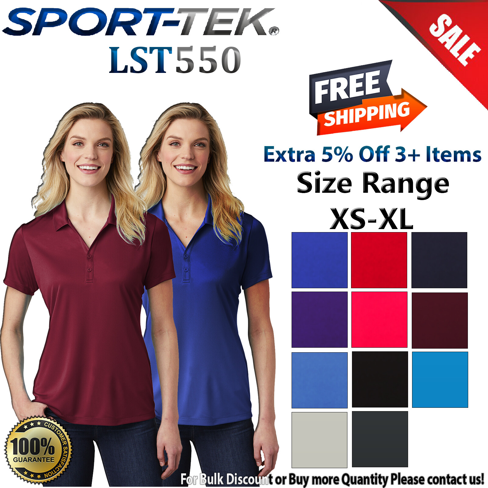 Sport-Tek LST550 Womens Short Sleeve PosiCharge Competitor Sport Polo Shirt