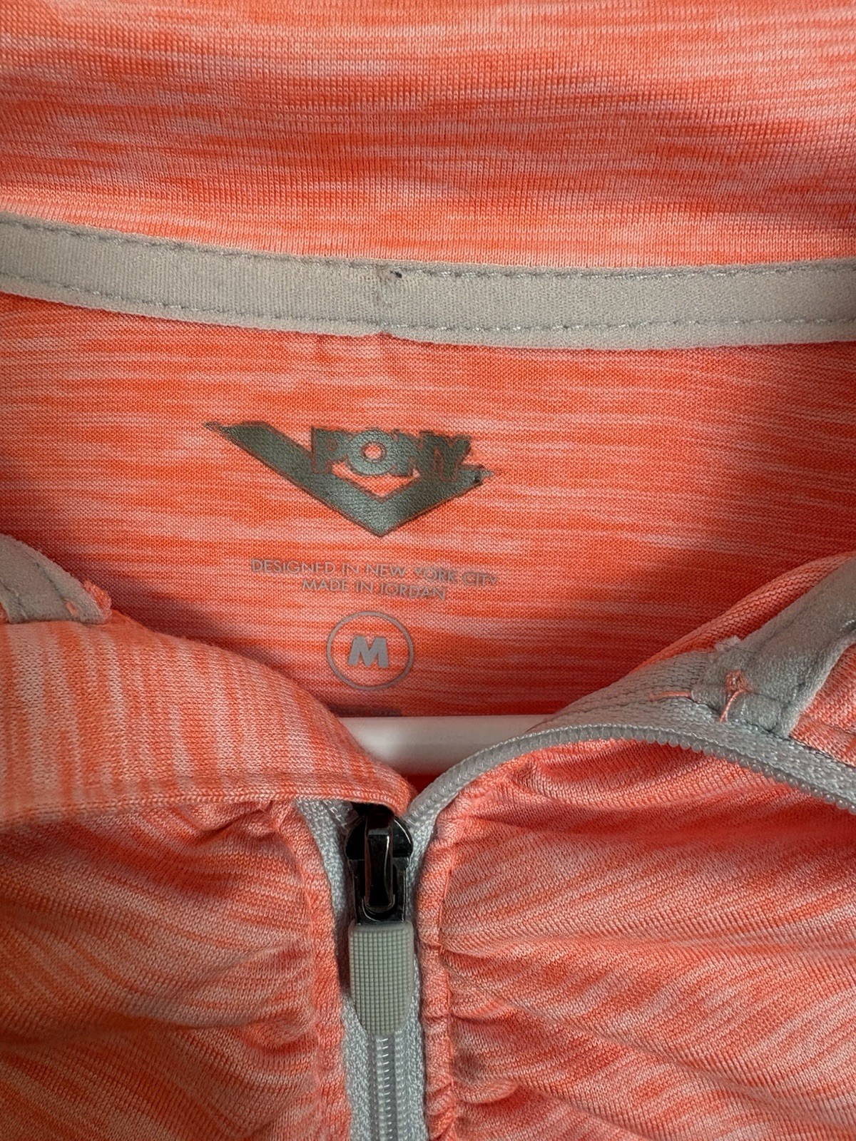 Pony Womens Medium 1/4 Zip Pullover Jacket Orange Pink Space Dye Running Top M