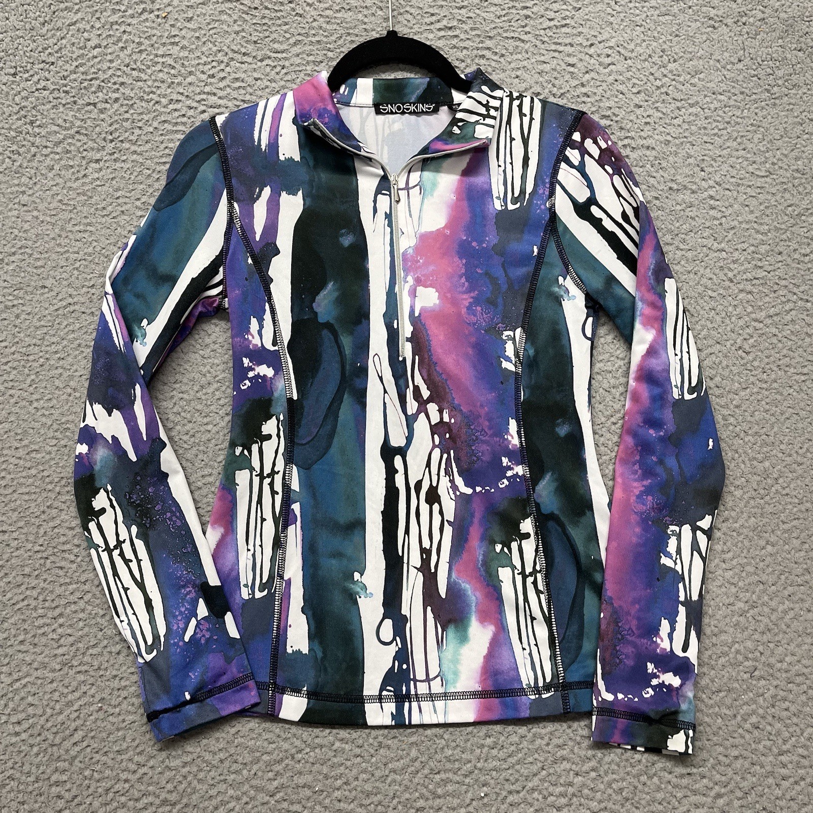 Sno Skins Top Womens XS 1/2 Zip Colorful Abstract Pullover Long Sleeve Ski USA