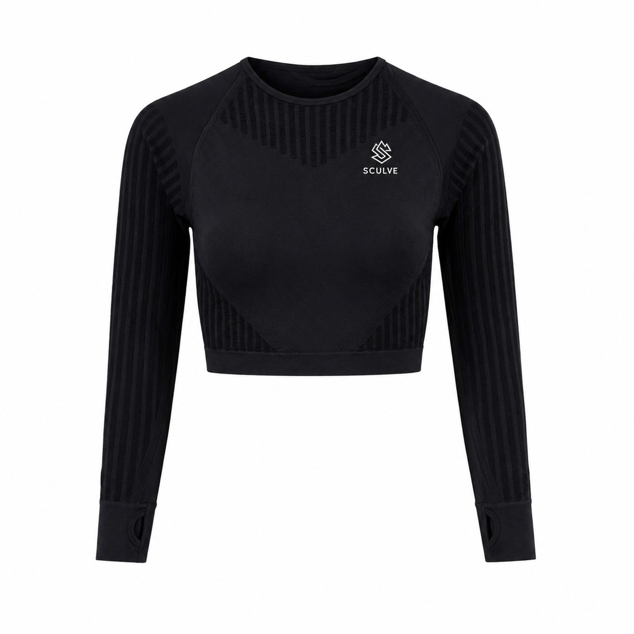 Seamless Black Mesh Crop Top