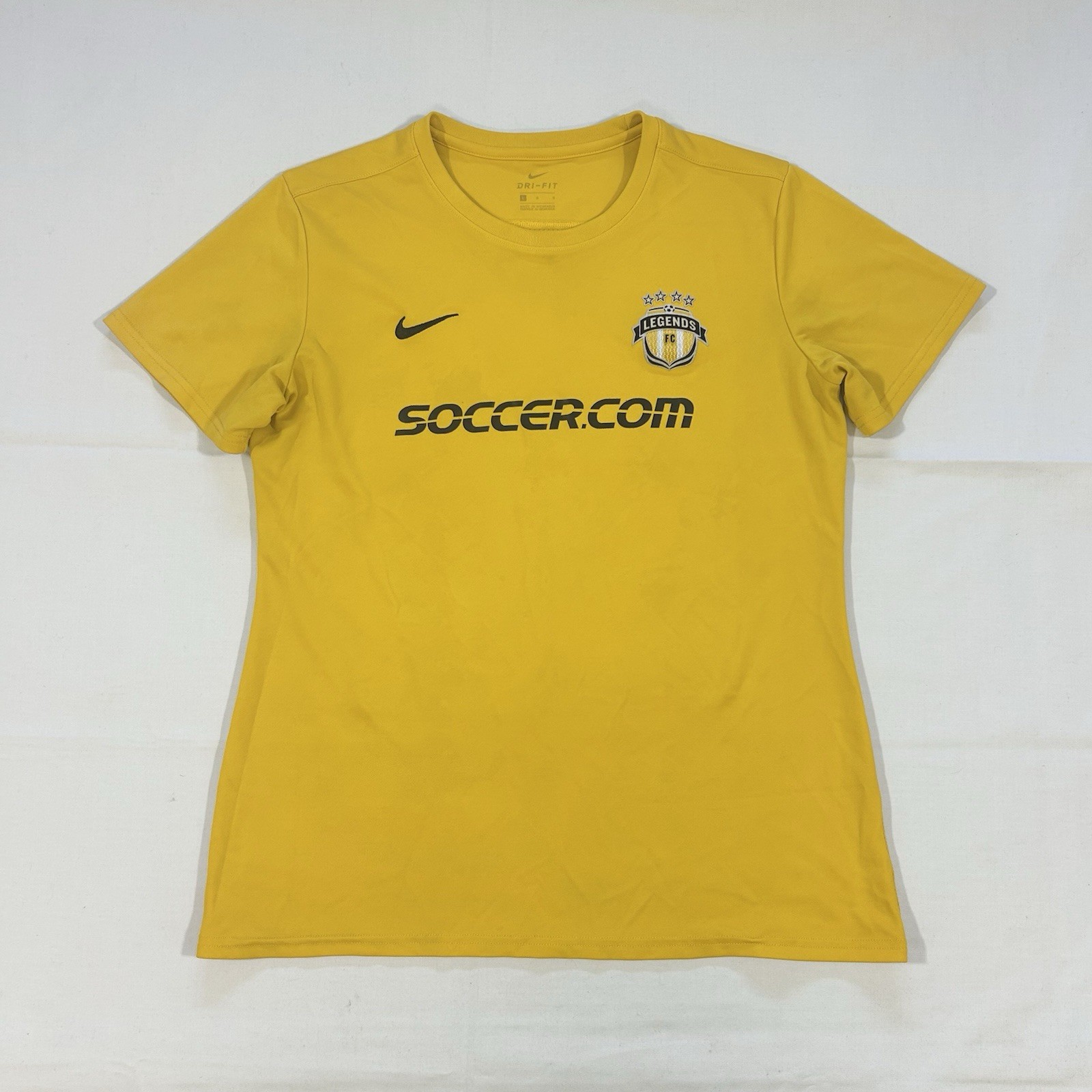 Nike Dri-Fit Womens Sz L Crewneck T-Shirt Legends FC Soccer Performance Yellow