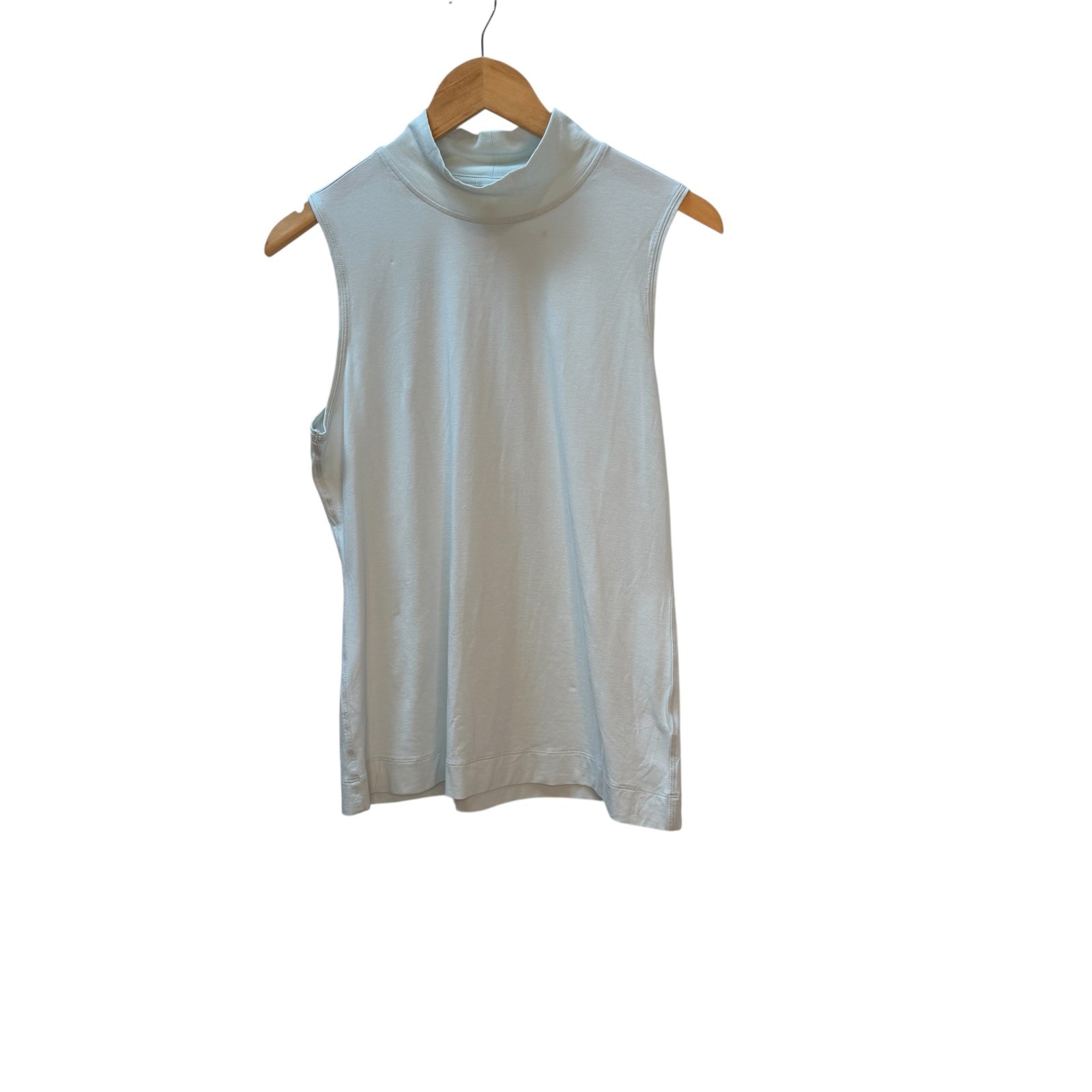 Athleta Women Outer Banks Sz S Mint Green Mock Neck Sleeveless Cotton Blend Top