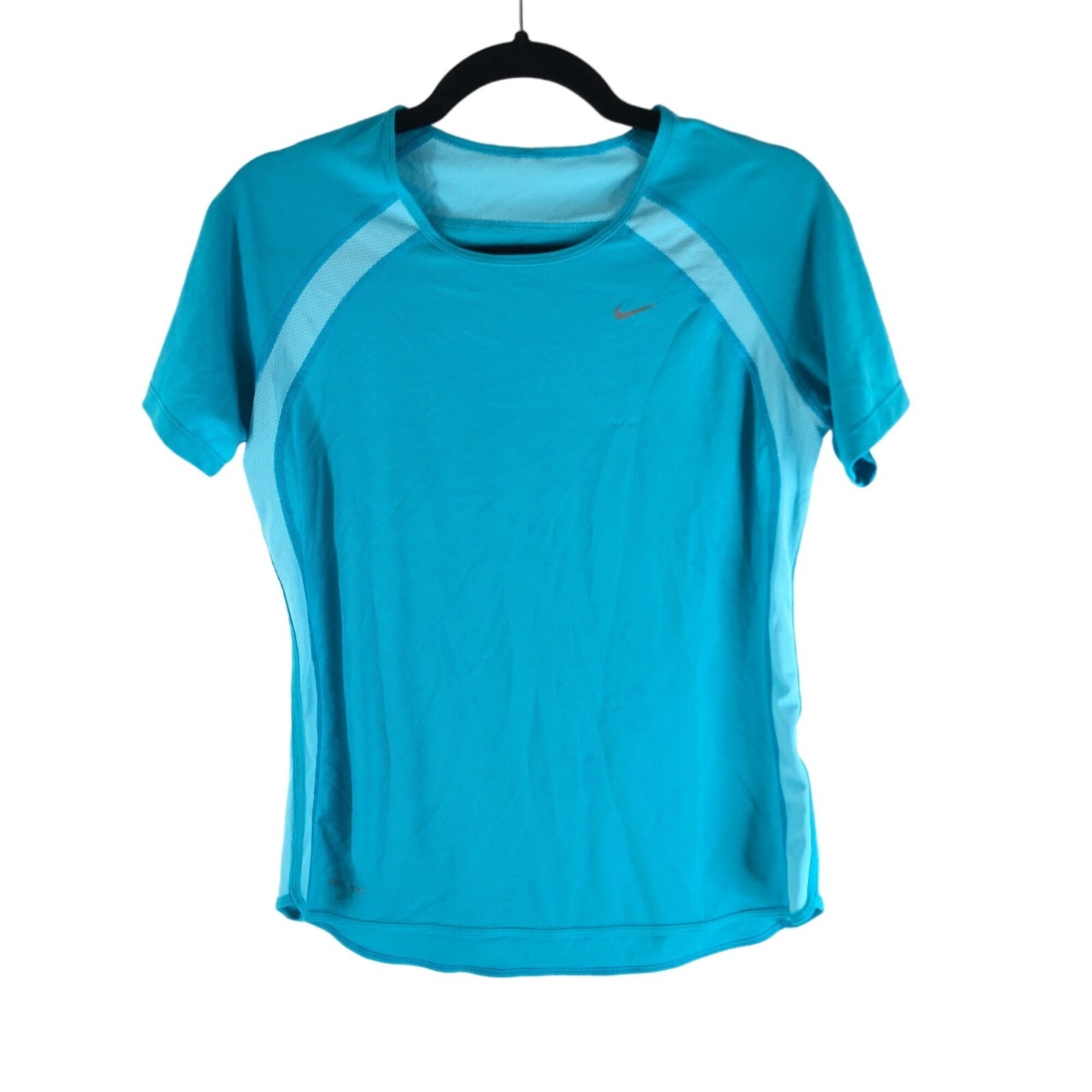 Nike Dri-Fit Womens Athletic Short Sleeve Shirt Turquoise Blue Size M