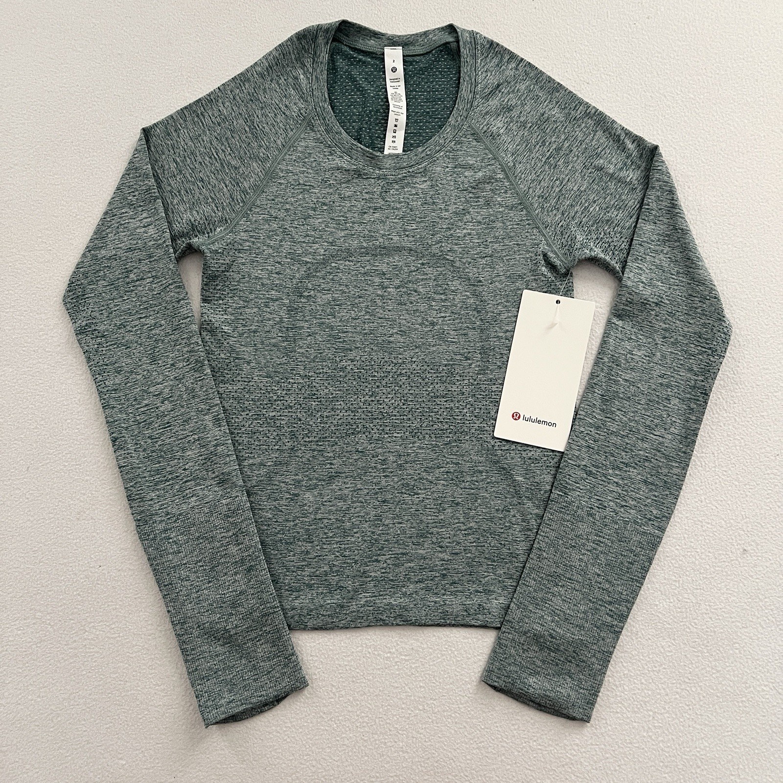NWT Lululemon Swiftly Tech Long Sleeve Top 2.0 Race Length Green Jasper White 2