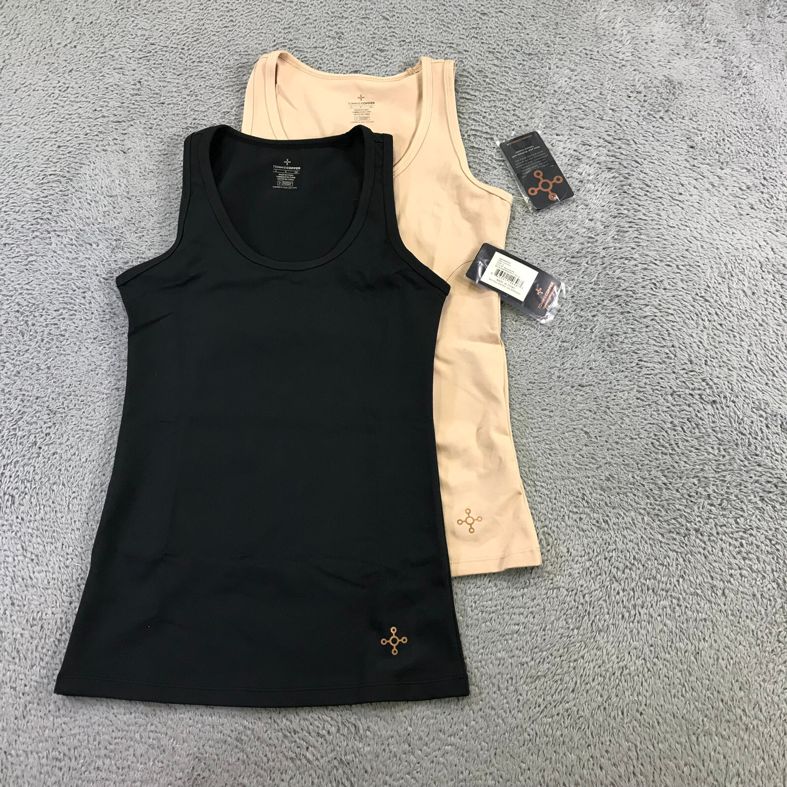 TOMMIE COPPER Tank Womens Small 2 PACK Core Tank Top Black Beige NWT sdaasda