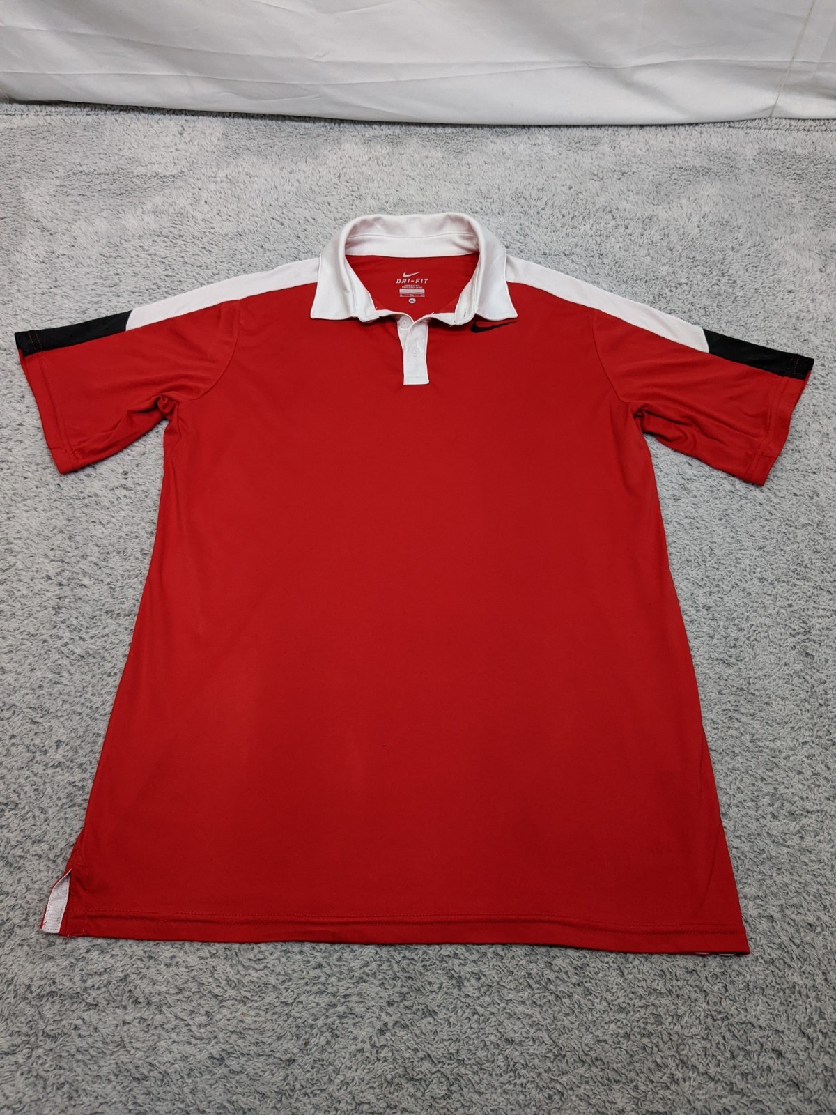 Nike Dri-FIT Women’s Polo Shirt Red White Black Size XL Fits M/L Golf Tennis