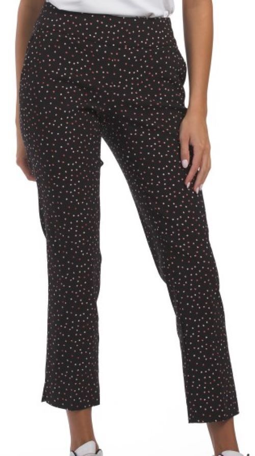 NWT SWING CONTROL Black Red White Dot PULLON STRETCH ANKLE PANTS M & L