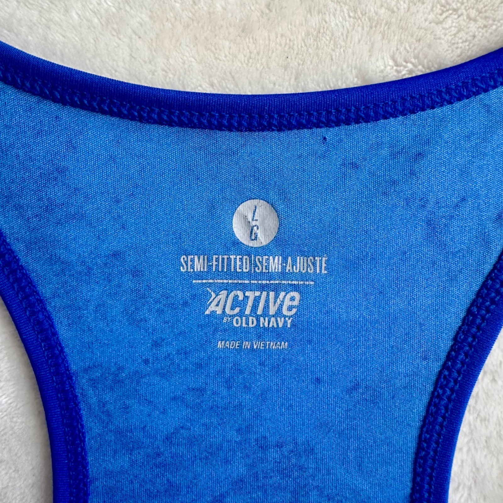 Old Navy Active Womens Large Blue Splatter Print Semi-Fitted Racerback Tank
