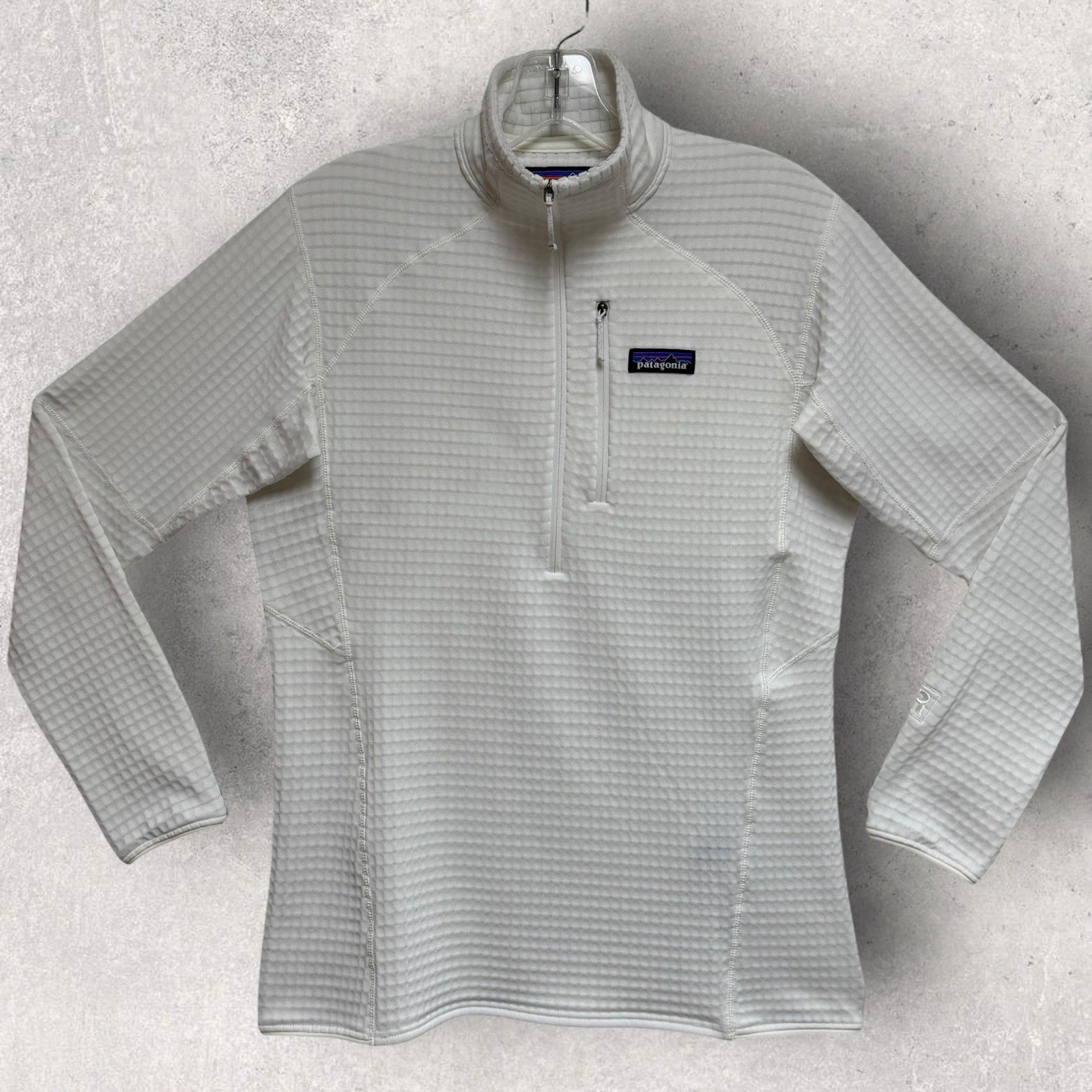 Patagonia R1 Pullover Women’s Size Medium Birch White Waffle Knit Polartec Top