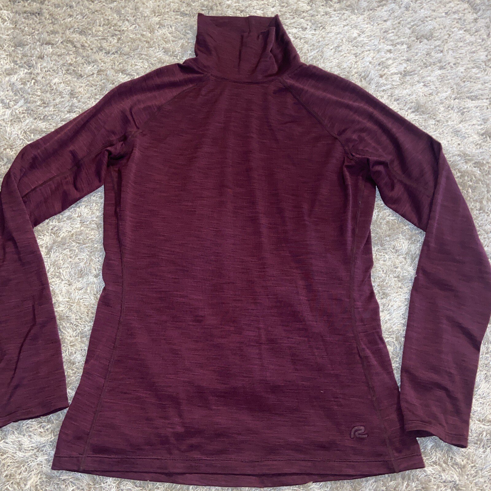 Roadrunner Sports Womens Velocity Long Sleeve Mock Neck Athletic Top M Burgundy
