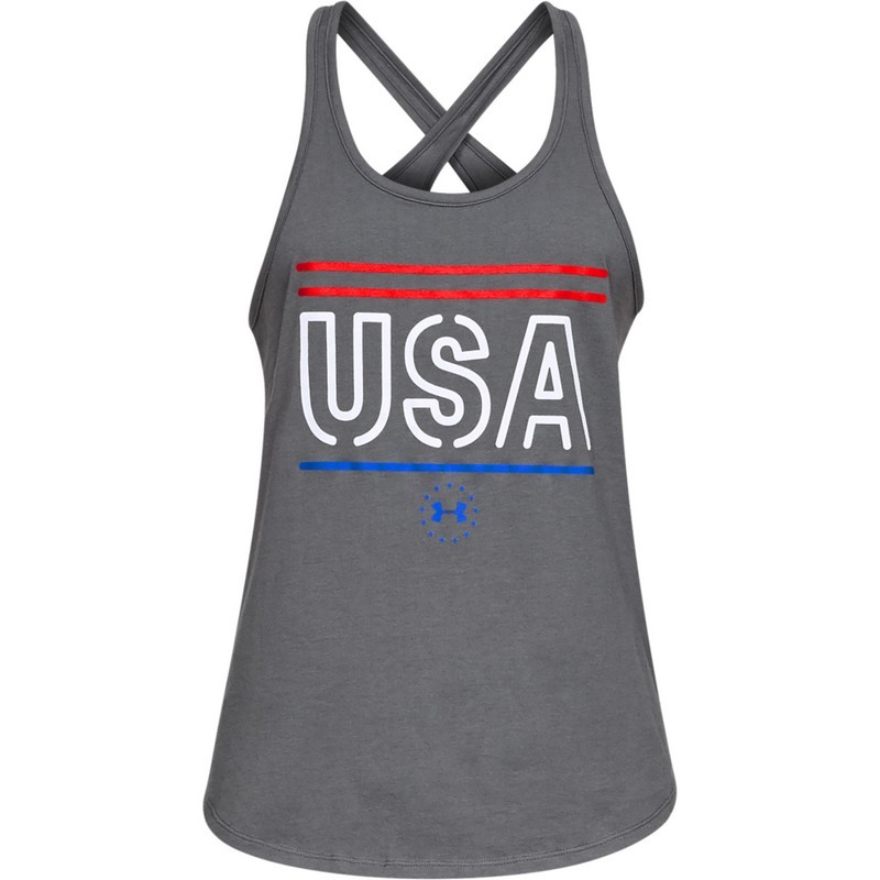 Under Armour 1327578 Women’s UA Freedom USA Tank Top, Pitch Gray, X-Small