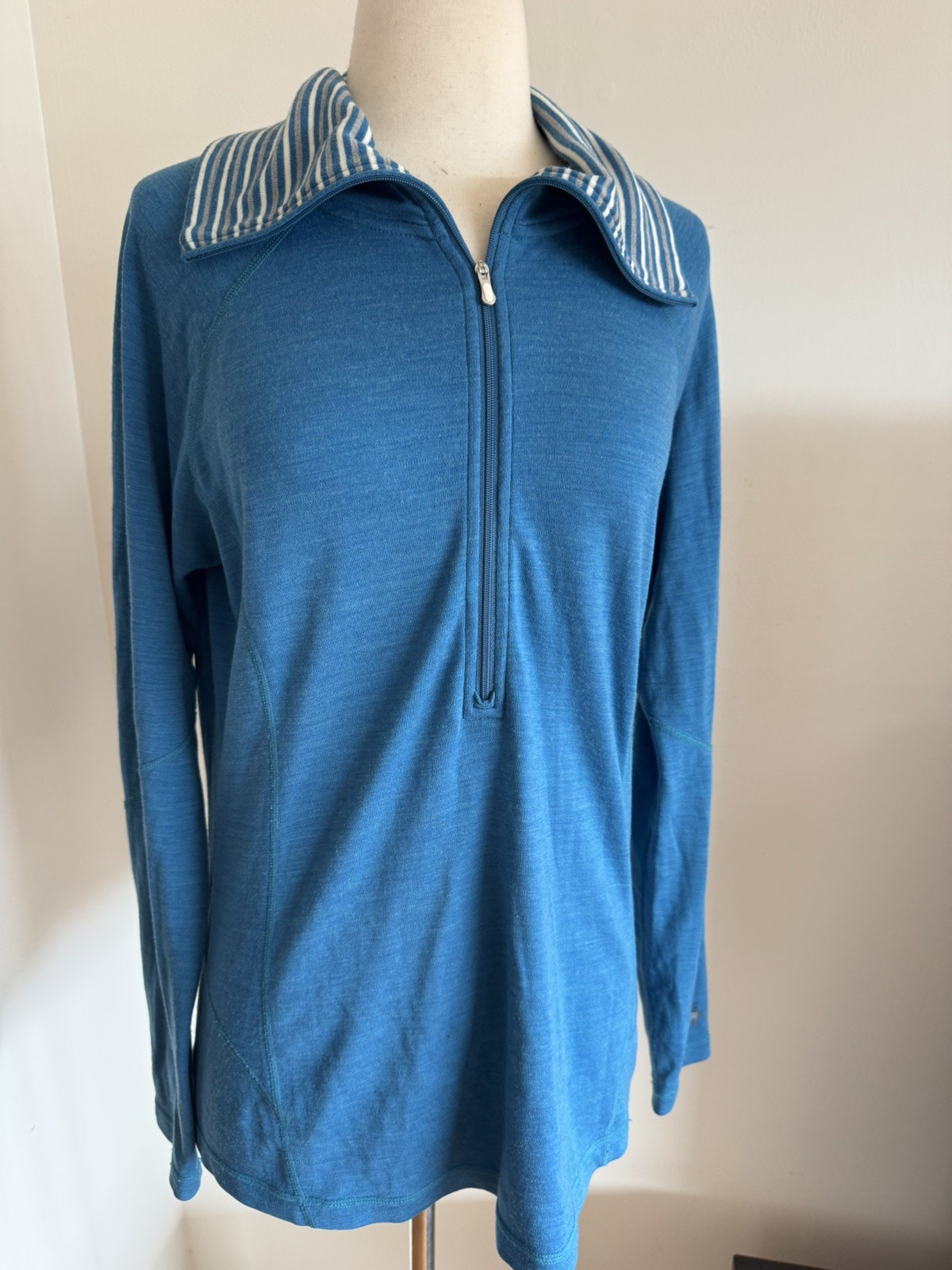 Smartwool Women Classic Thermal Merino Base Layer 1/4 Zip Deep Pool Blue XL