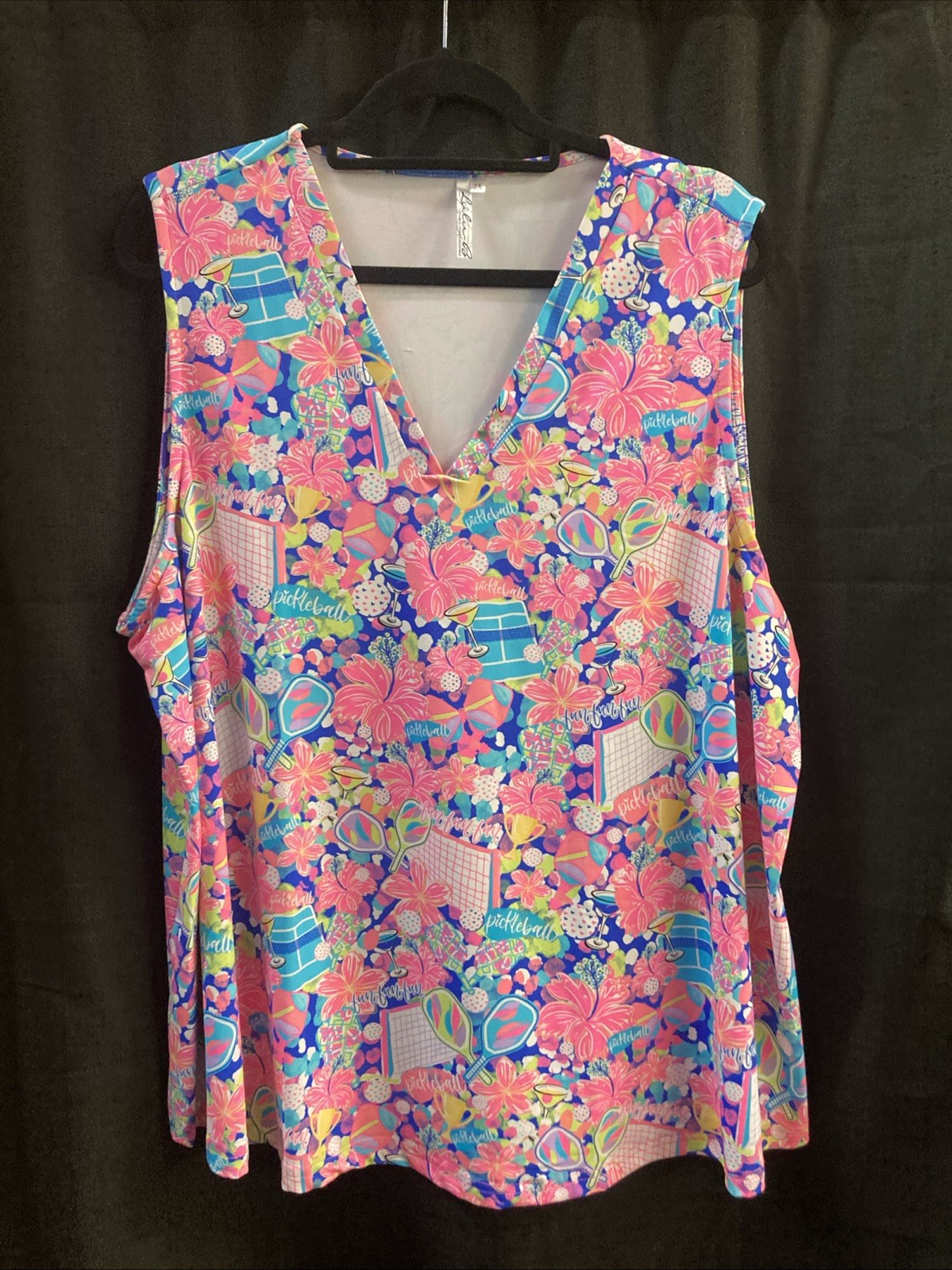 Lulu B 2X V-Neck Tank Pickleball Multicolor Upf50