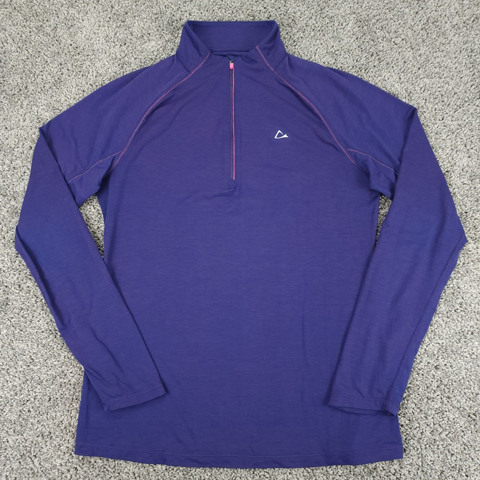 Paradox Pullover Womens Large Purple Merino Wool 1/4 Zip Baselayer Thumb Holes