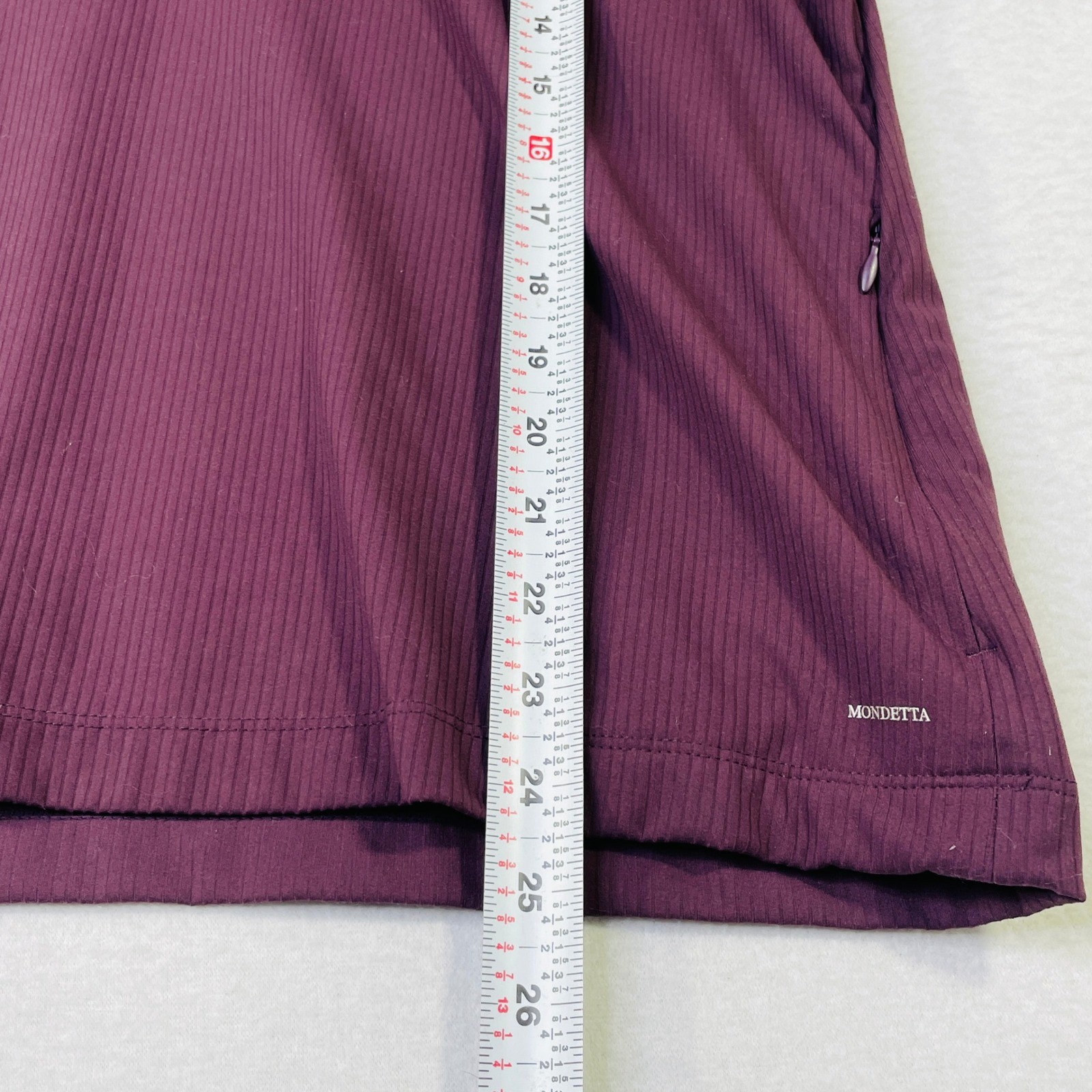 Mondetta Womens XL Quarter Zip Pullover Ribbed Performance Top Plum Purple