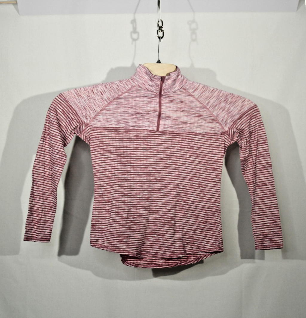 Avia Women’s Pink Striped Zip Neck Winter Thermal L (12-14) Poly Spx