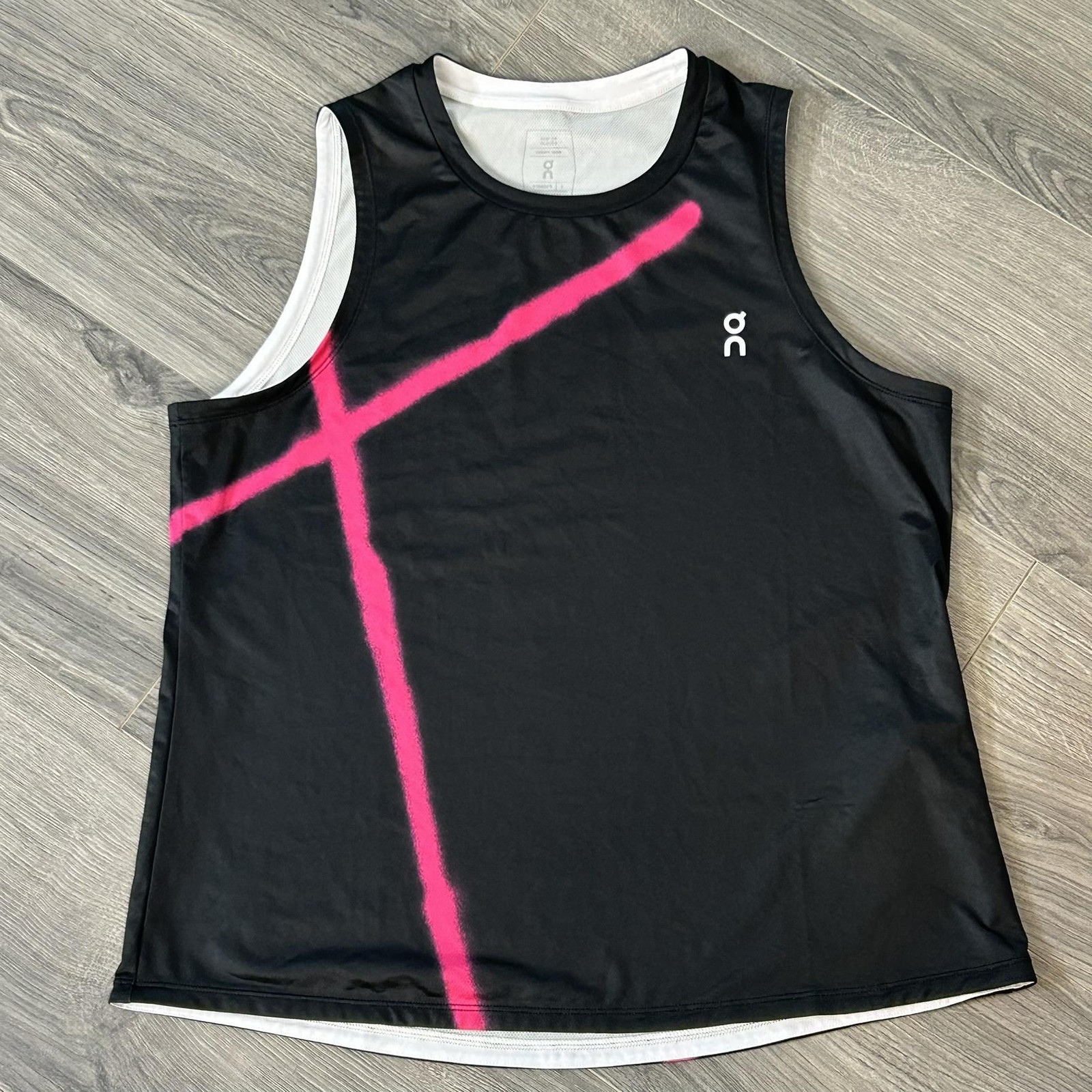 On Cloud Tank Womens L Black Pink Mesh Court Tank Running Tennis Top Athletic