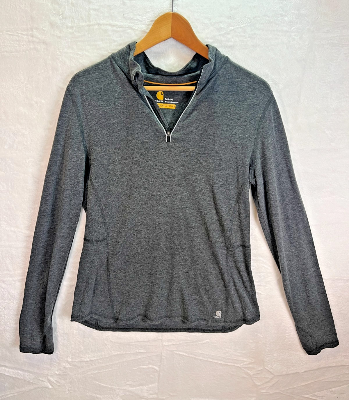 Carhartt Womens Quarter Zip Top Medium Grey Slightly Fitted Workwear
