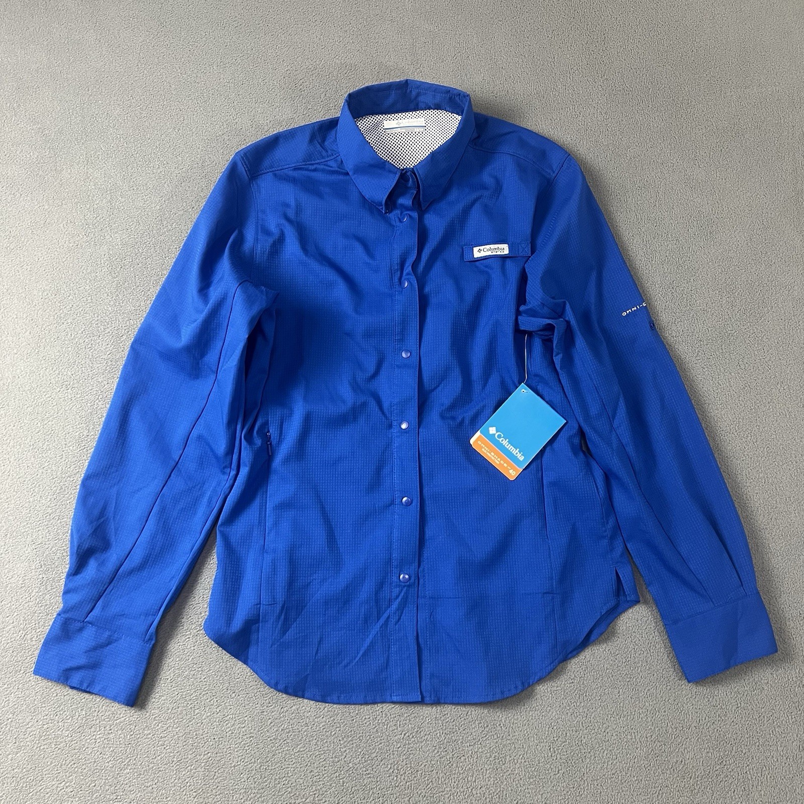 Columbia PFG Shirt Womens XS Blue Tamiami Long Sleeve UPF 40 Vented Outdoors