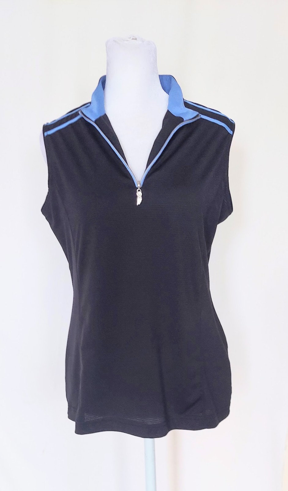 Sport Haley Sleeveless 1/4 Zip Golf Polo Shirt Top Womens Small Blue Vtg